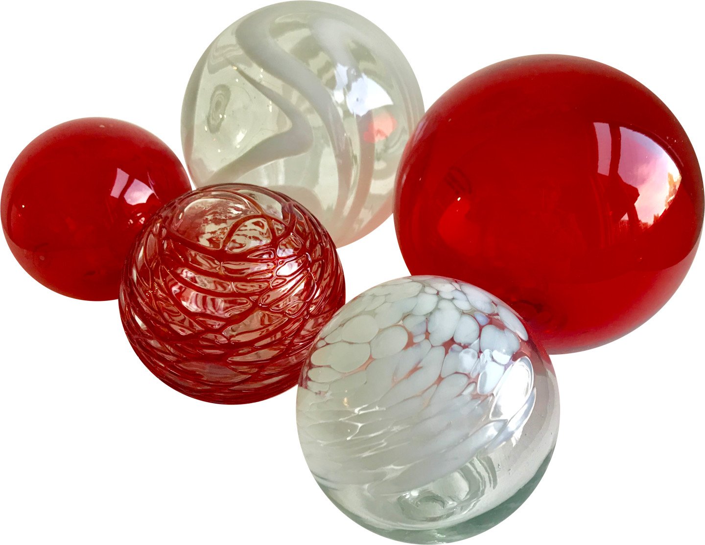 RUBY & WHITE Set of 5 Decorative Glass Balls Questions & Answers